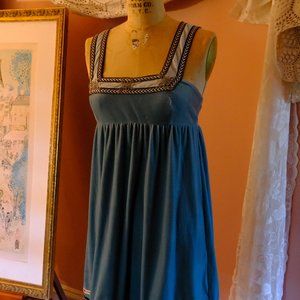 Ice Blue Velvet Babydoll Dress